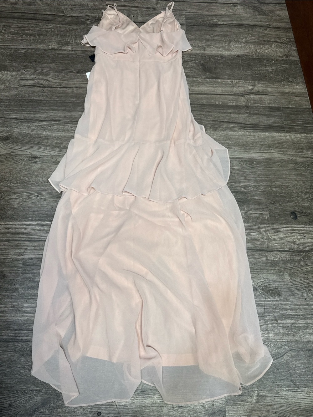 Lulus Blush Pink Ruffle Chiffon Maxi Dress NWT Size Small - Picture 3 of 10